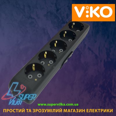 Колодка 5 гнізд з заземленням VIKO MULTI-LET чорна 992 фото