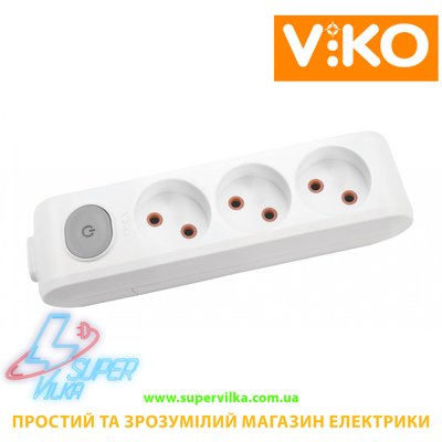 Колодка 3 гнізда без заземлення VIKO MULTI-LET з кнопкою 621 фото