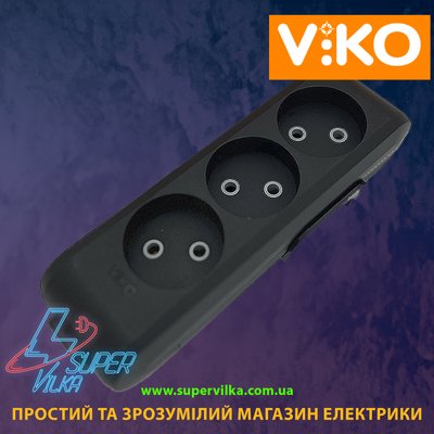 Колодка 2 гнізда без зазаземлення VIKO чорна 503 фото