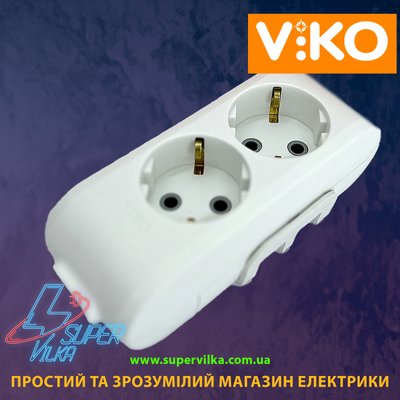 Колодка 2 гнізда з заземленням VIKO 603 фото